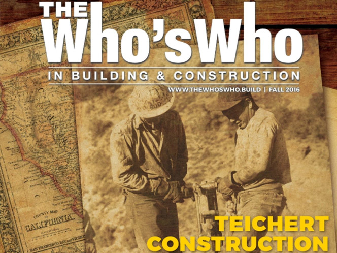 Cover of the Whos Who in Building Construction featuring Teichert Construction