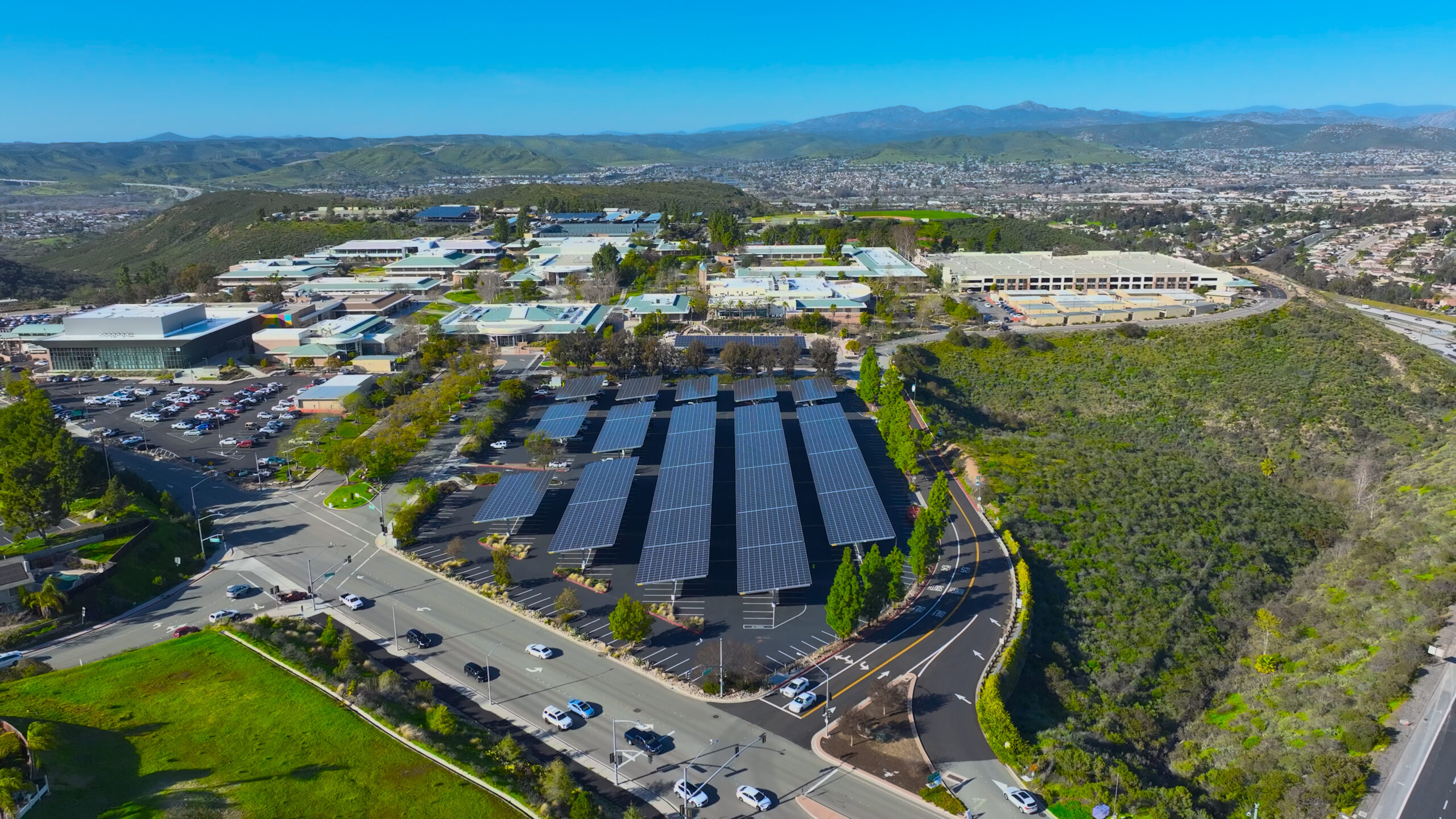 Carport of solar panels at Grossmont college